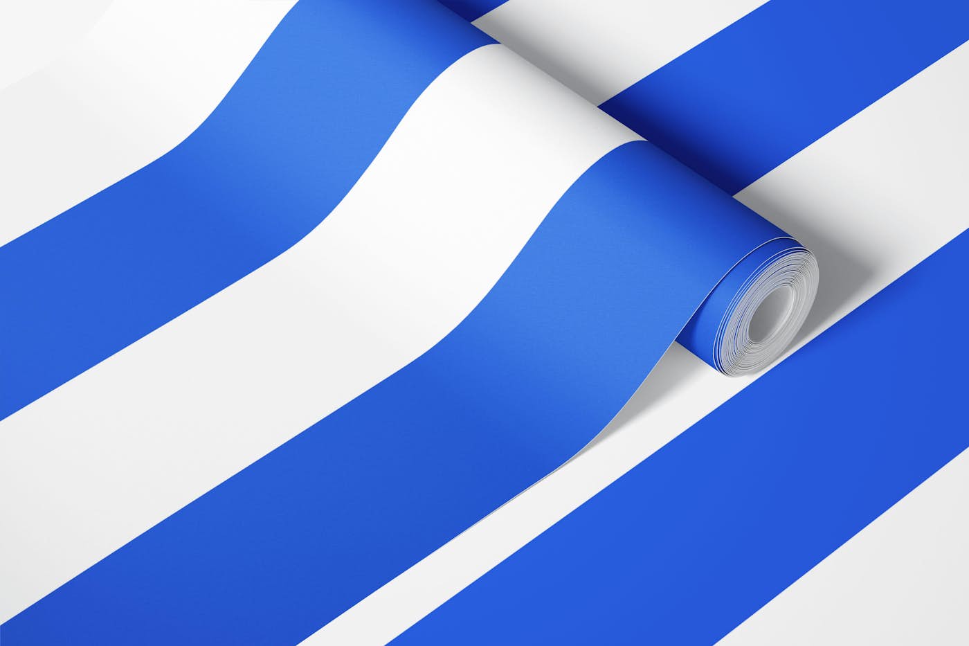 Bold vertical stripes blue white wallpaper roll