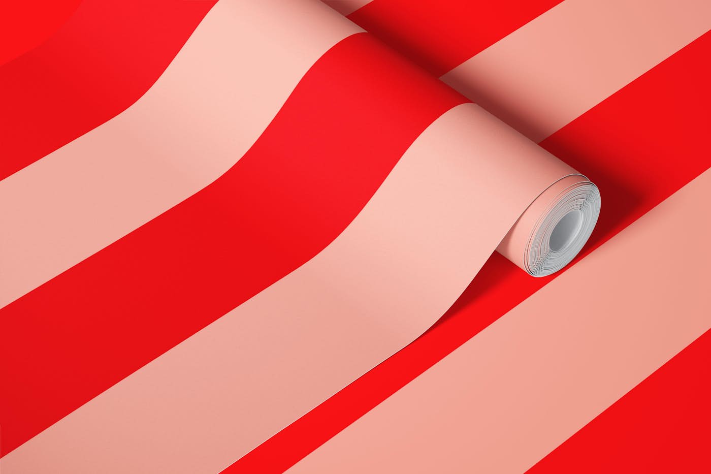 Bold vertical stripes red and pink wallpaper roll