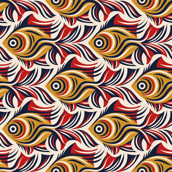 Vintage Golden Fishes Pattern