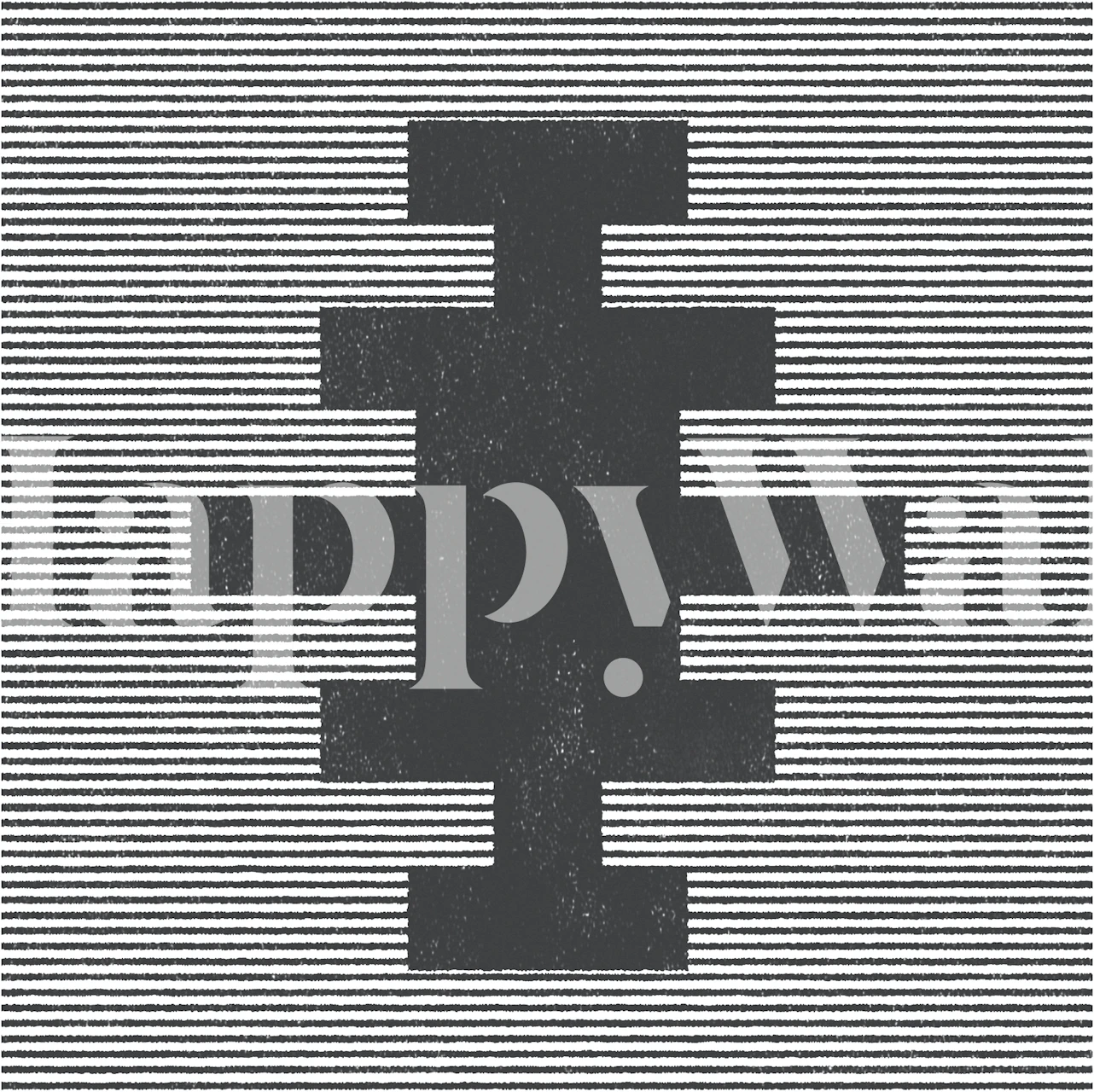 Black and white Aztec woodblock pattern wallpaper