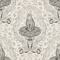 Cat Queen with Rococo Bow L – black & white carta da parati