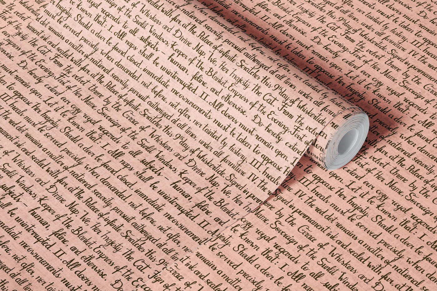 Cat decree hand lettering M – pink & brown wallpaper roll