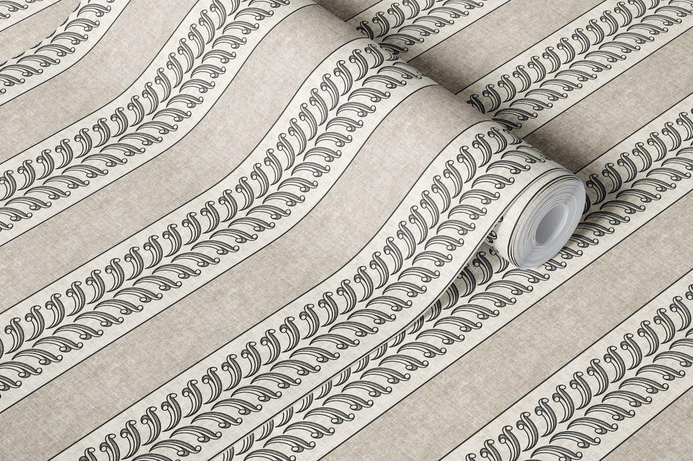 Stripes classic ornaments M – white & black wallpaper roll