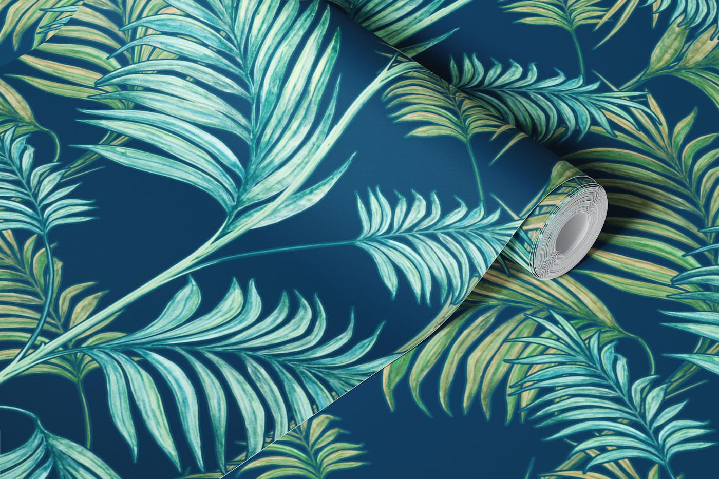Palm Springs Flora Blue wallpaper roll