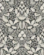 boho forest damask - monochrome black