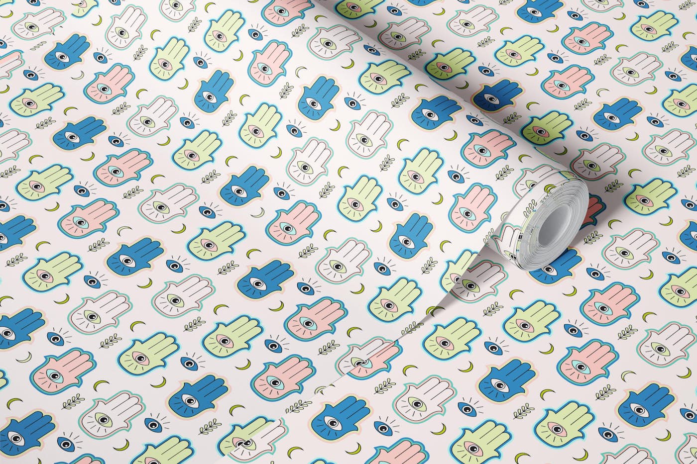 Colorful Hamsa Charm wallpaper roll