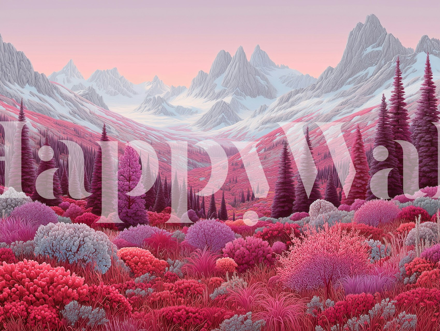 Tapeta Magenta Mountain Landscape w pokoju