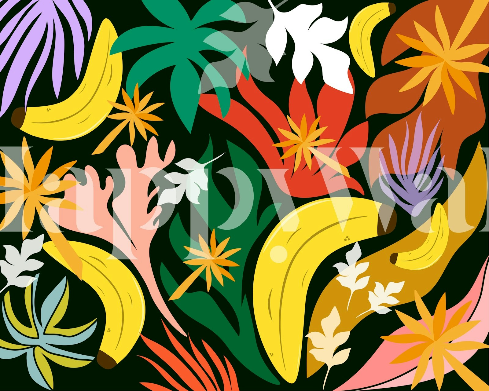 Papel de parede Tropical Pop Jungle em um quarto