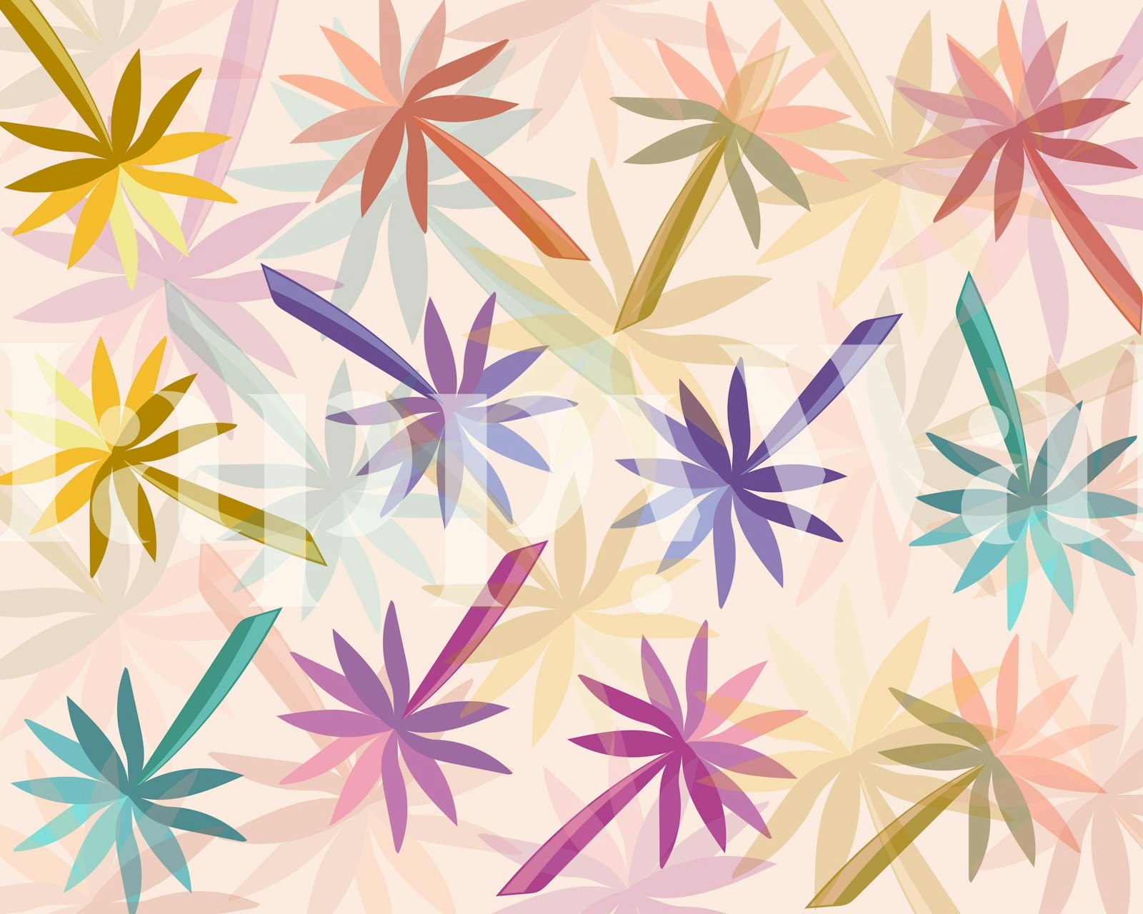 Tapeta Colorful Palm Cascade w pokoju