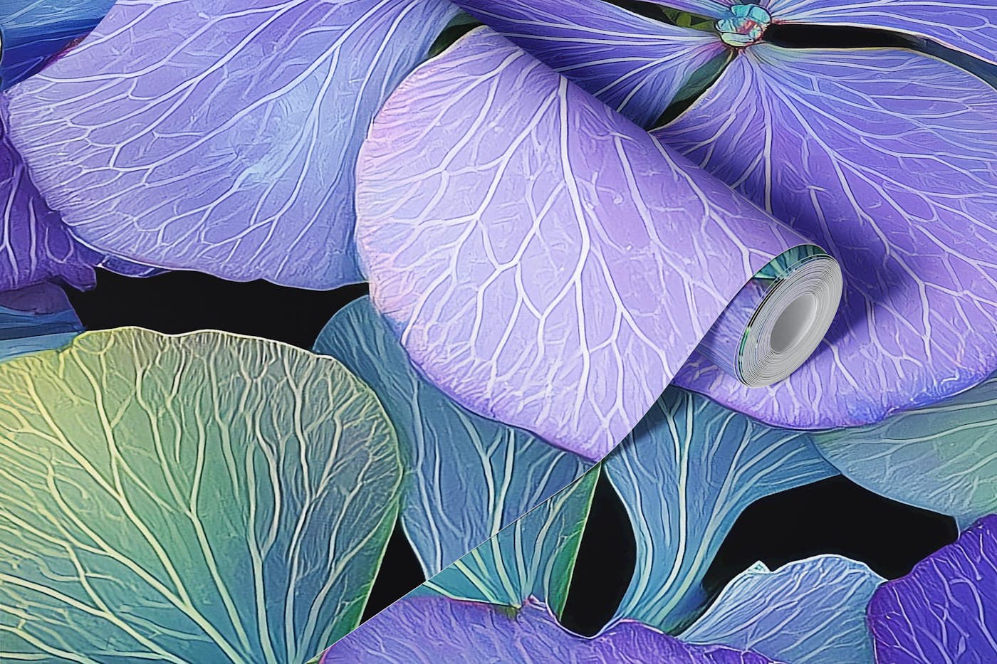 Pastel Hydrangea Blossoms wallpaper roll