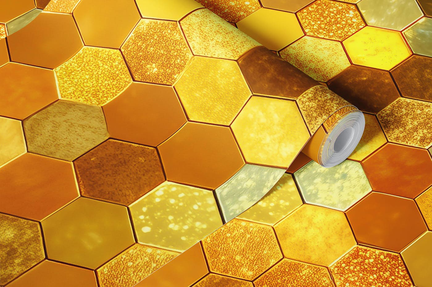 Radiant Hexagon Mosaic wallpaper roll