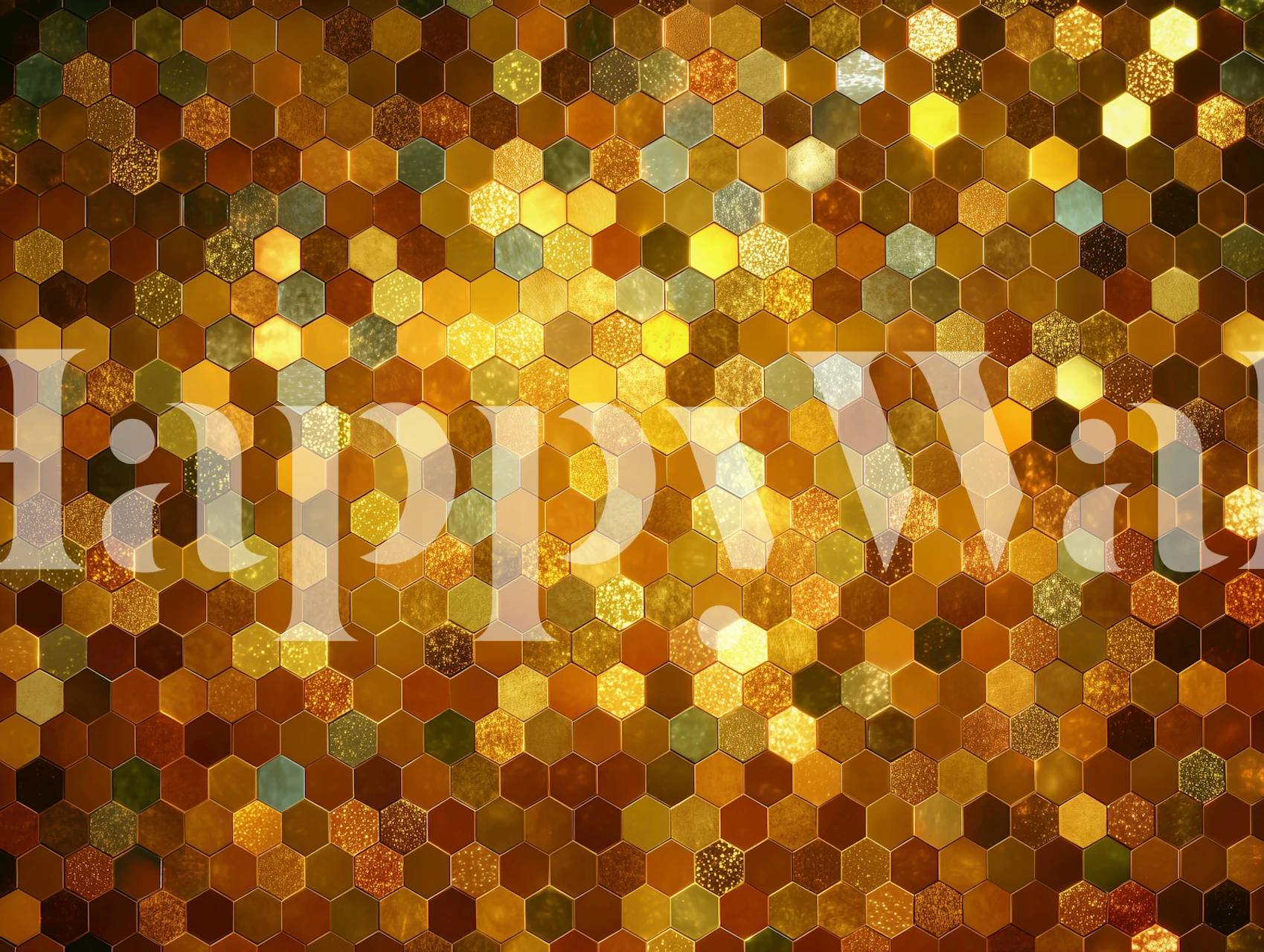 Radiant Hexagon Mosaic wallpaper in a room