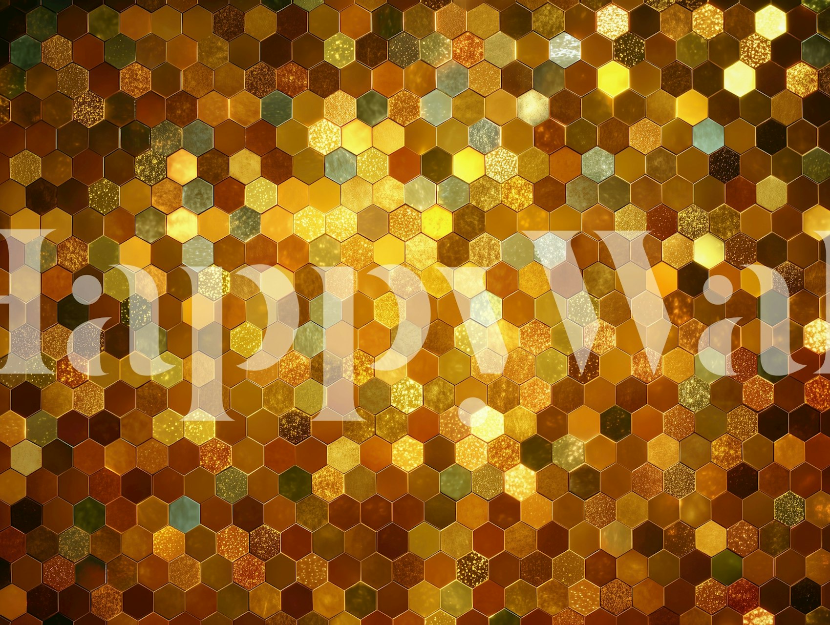 Tapeta Radiant Hexagon Mosaic w pokoju