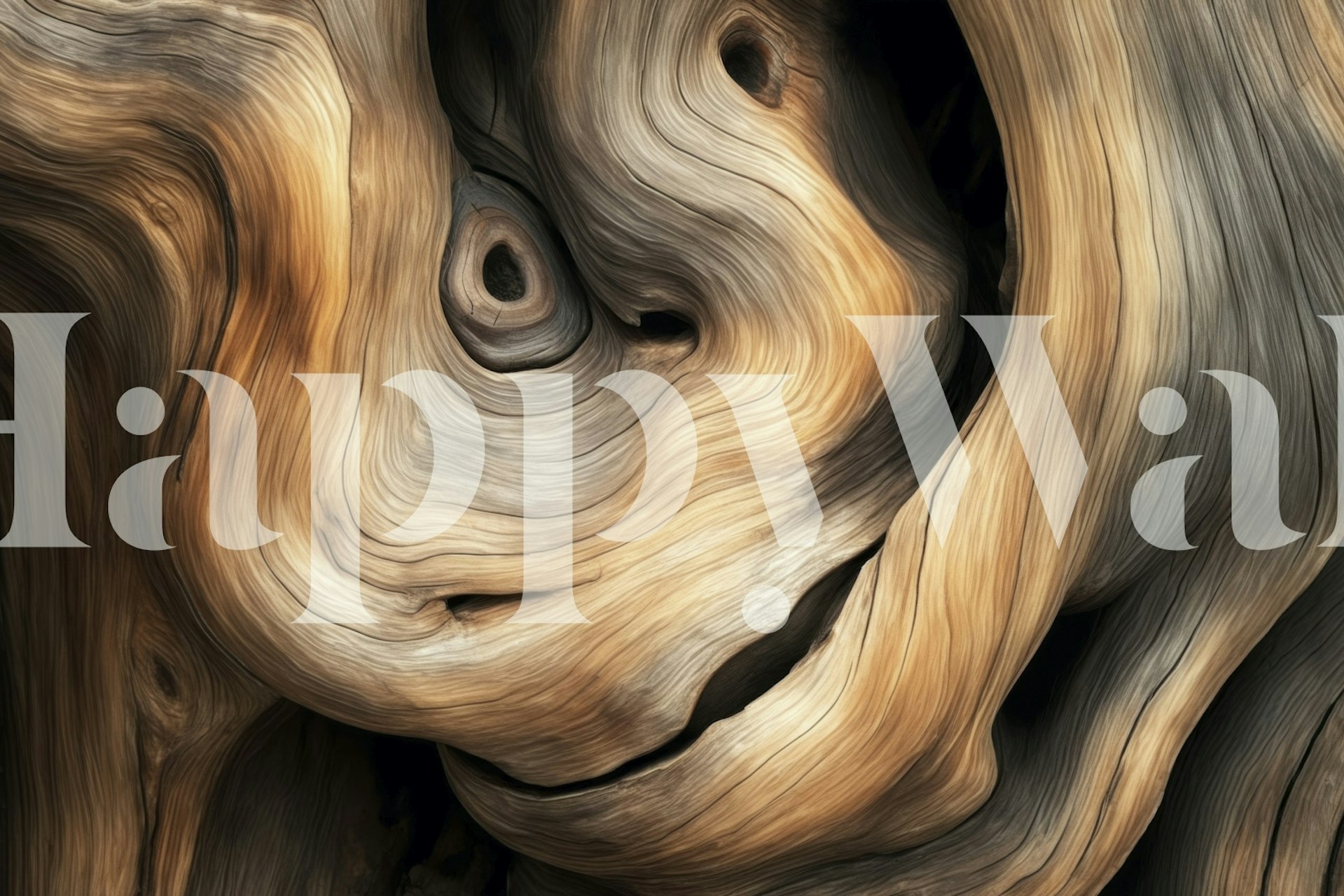 Natural wood grain texture in beige and brown tones wallpaper