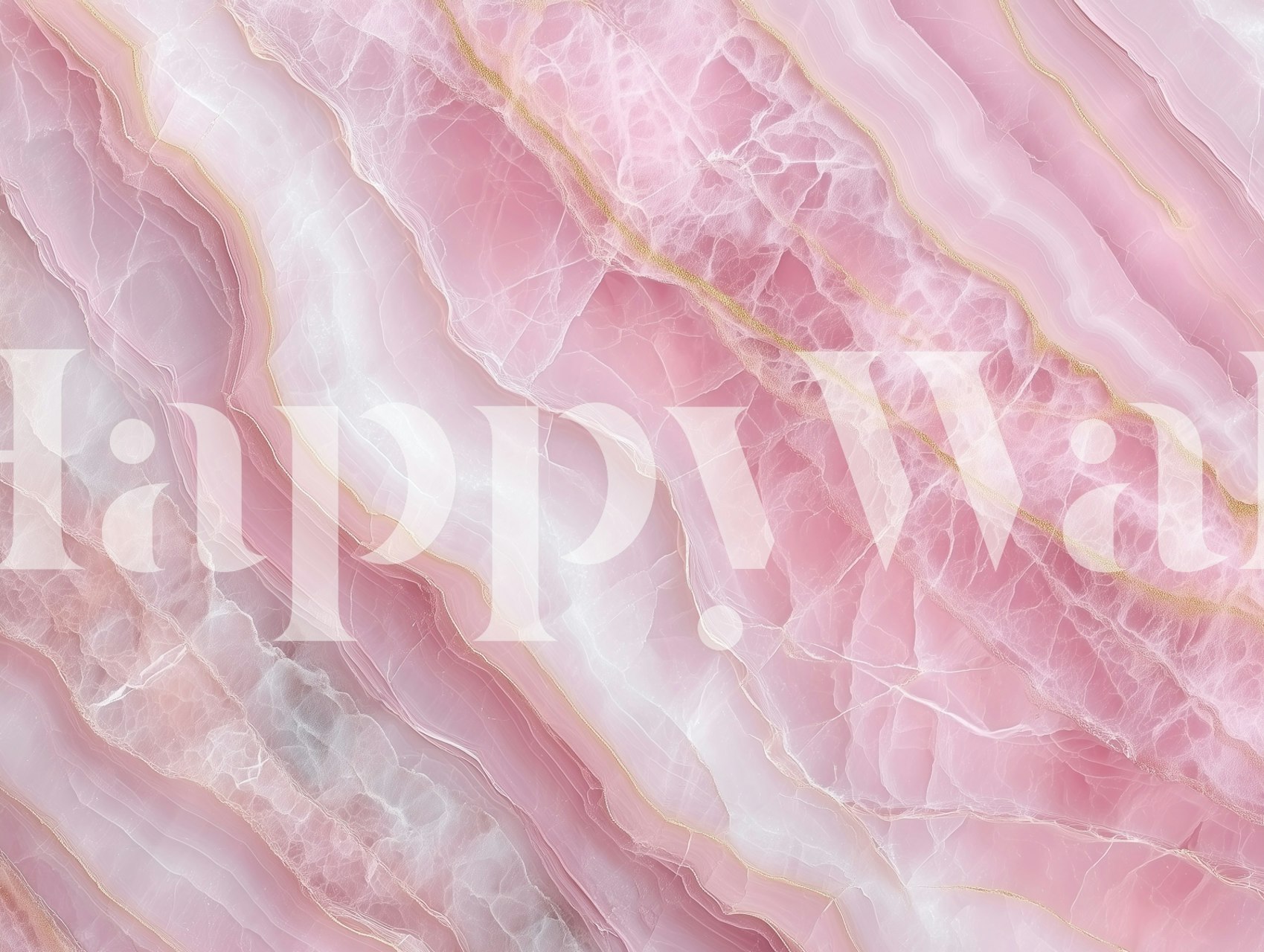 Pink marble wallpaper featuring soft hues of pink and white with golden veins