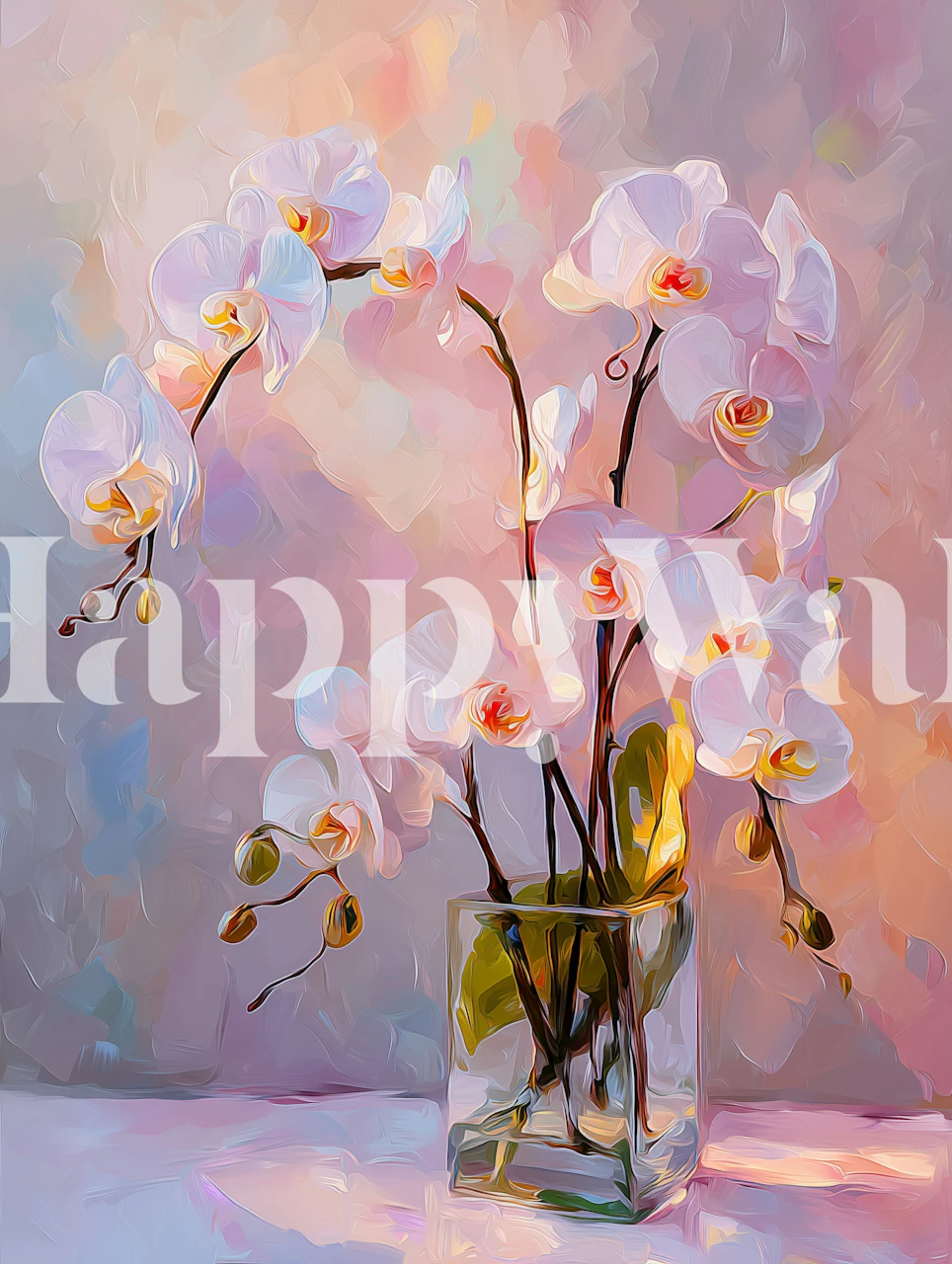 Serene Orchid Composition papier peint dans une pièce