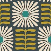 Retro Squared Daisy in Green - L tapet
