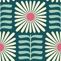 Retro Squared Daisy in Green Pink - S tapet