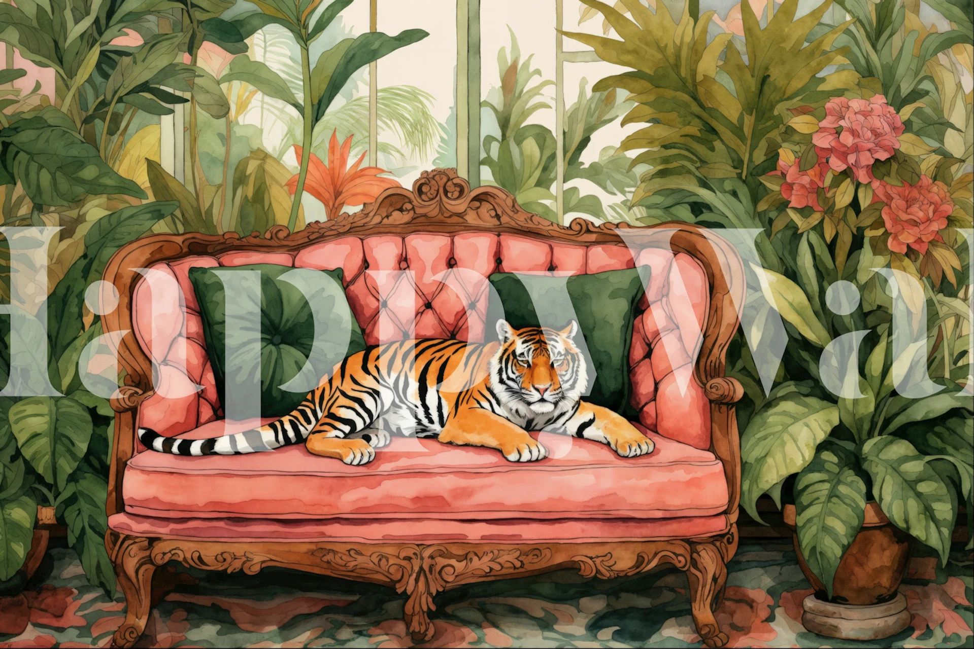 Lazy Tiger Jungle Lounge tapetti huoneessa