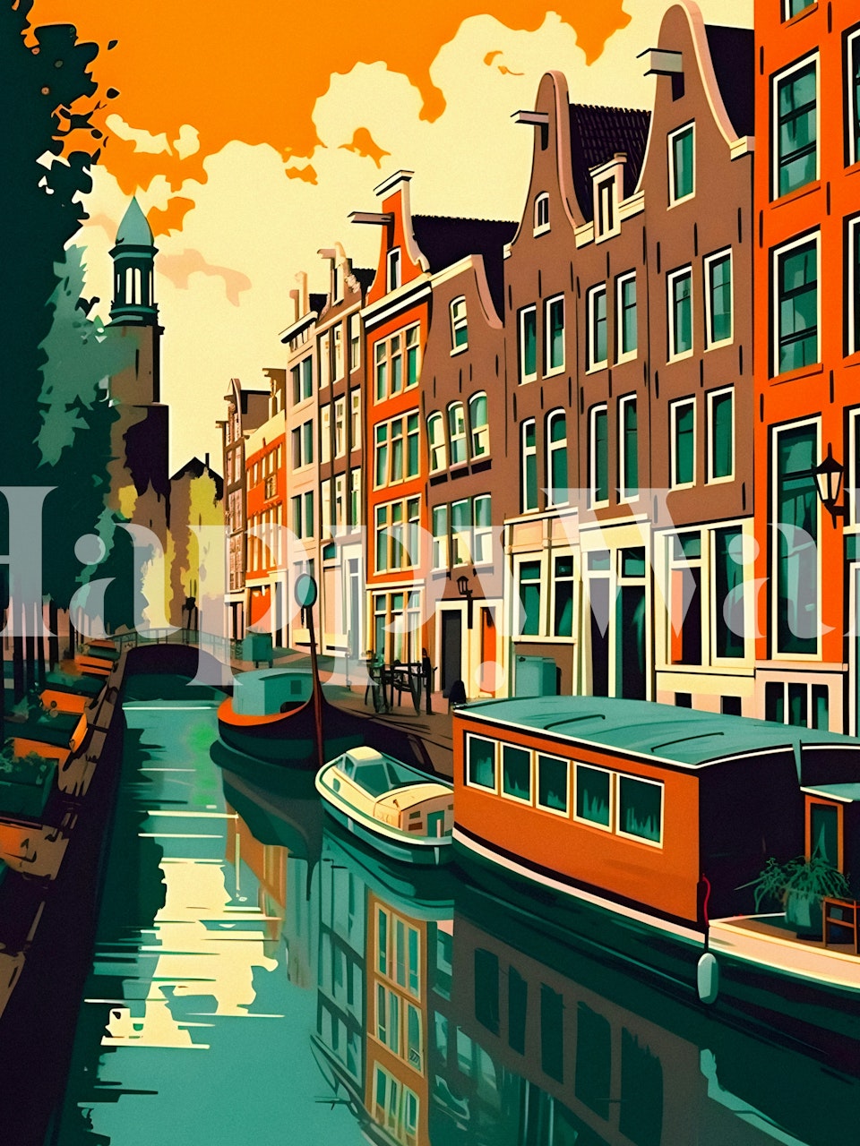 Amsterdam Canal Houses wallpaper in a room