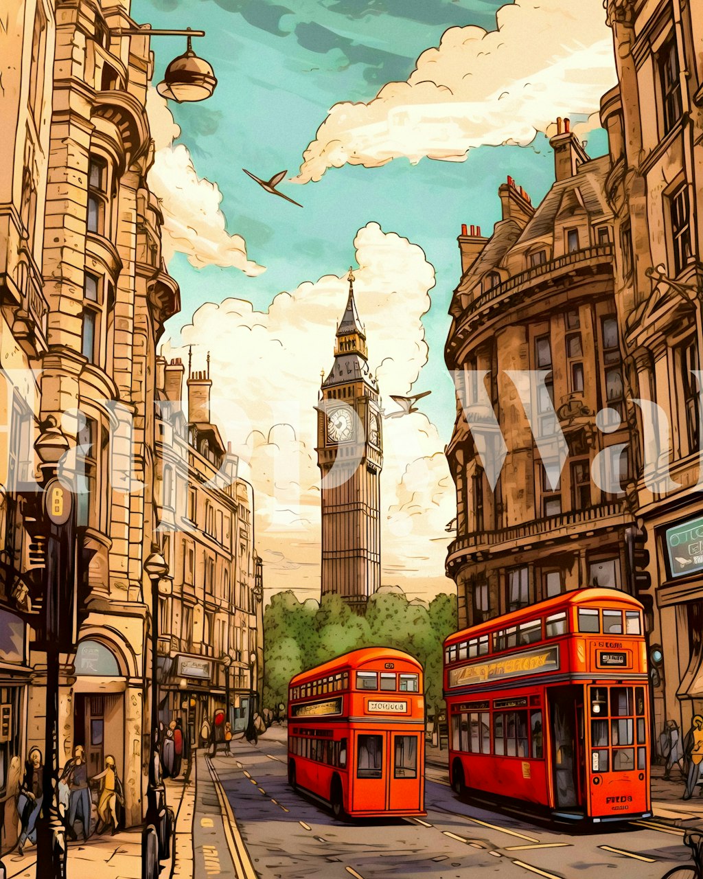 London travel poster wallpaper in a room