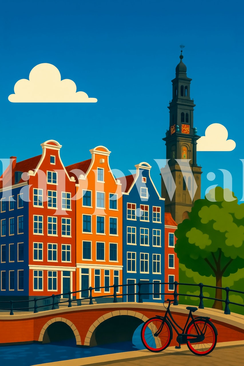 Amsterdam Canal and Bridge wallpaper in a room