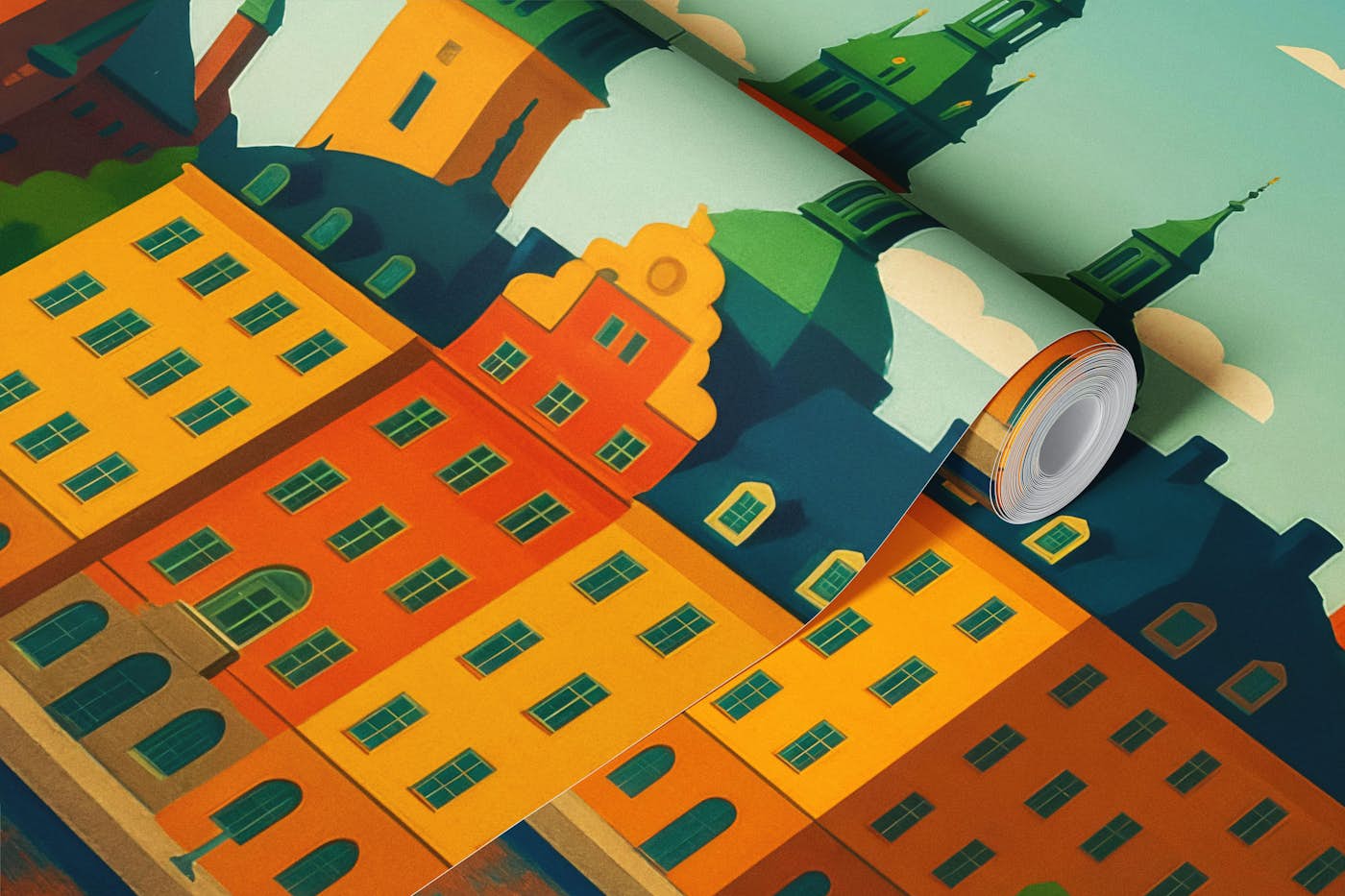 Scenic Stockholm Skyline wallpaper roll