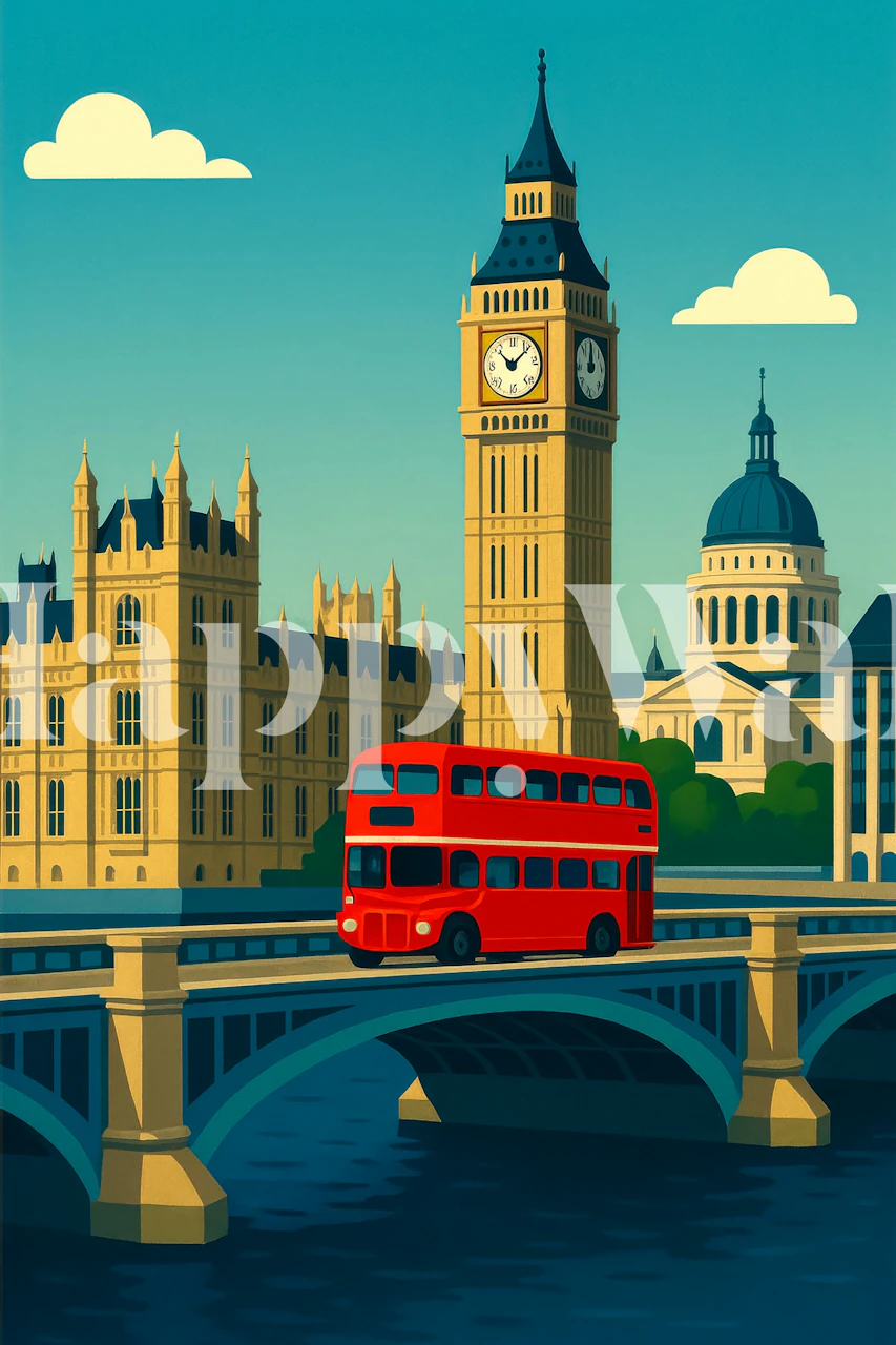 London cityscape wallpaper in a room