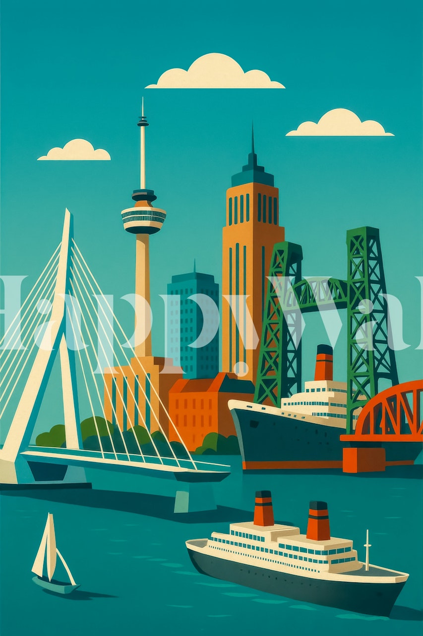 Ταπετσαρία Rotterdam Cityscape σε ένα δωμάτιο