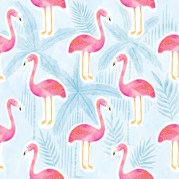 Flamingos in Watercolor