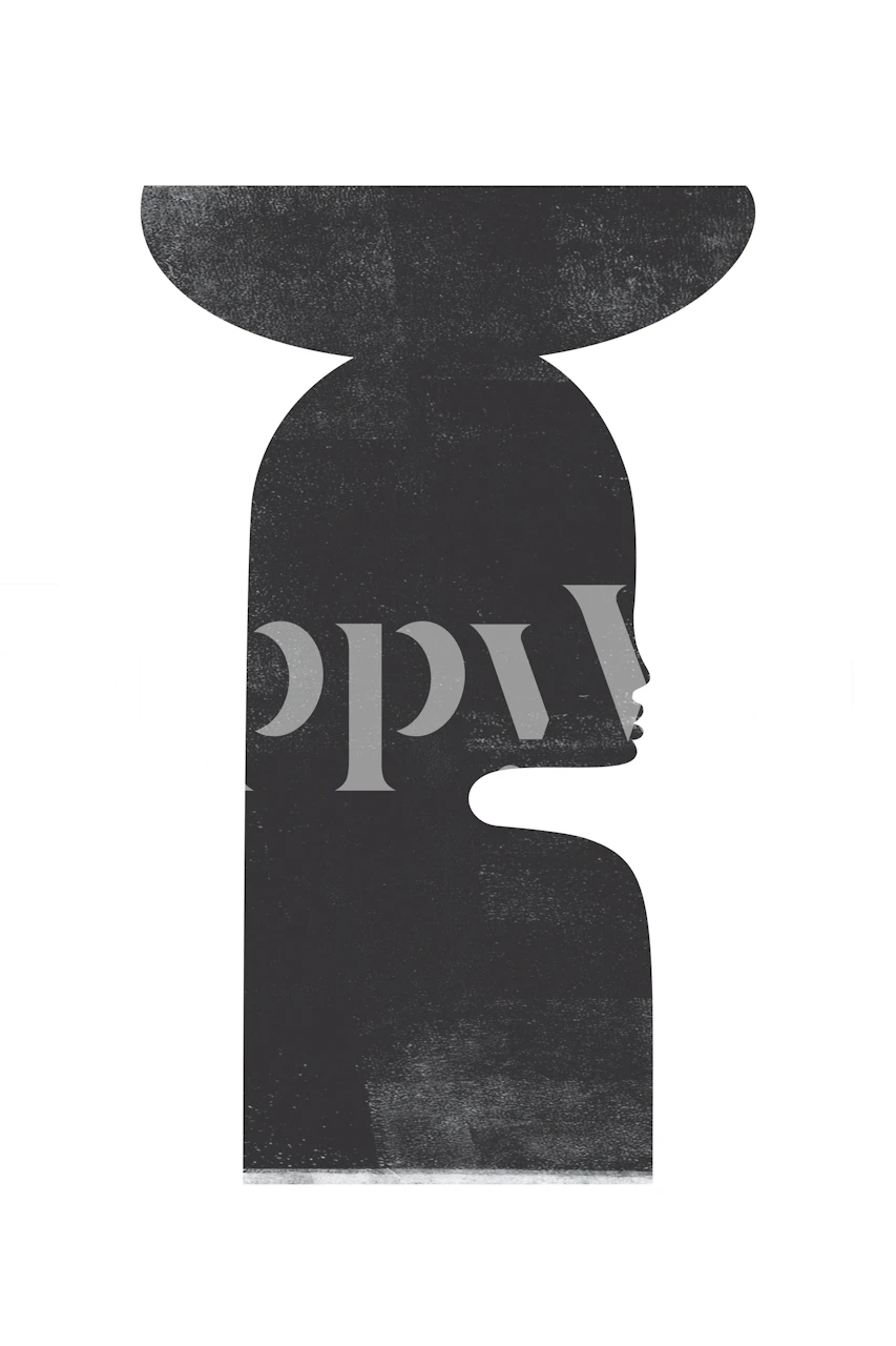 Silhouette of a woman in black against a white background wallpaper