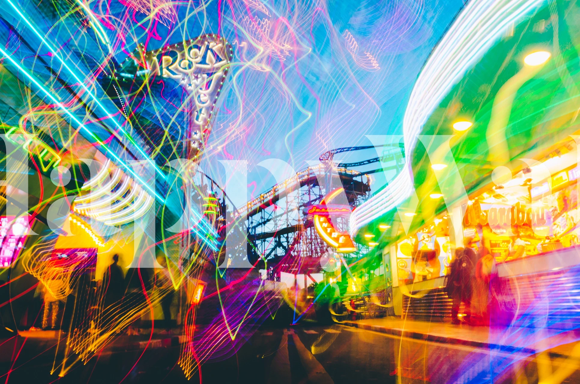 Vibrant Gröna Lund neon wallpaper in a room