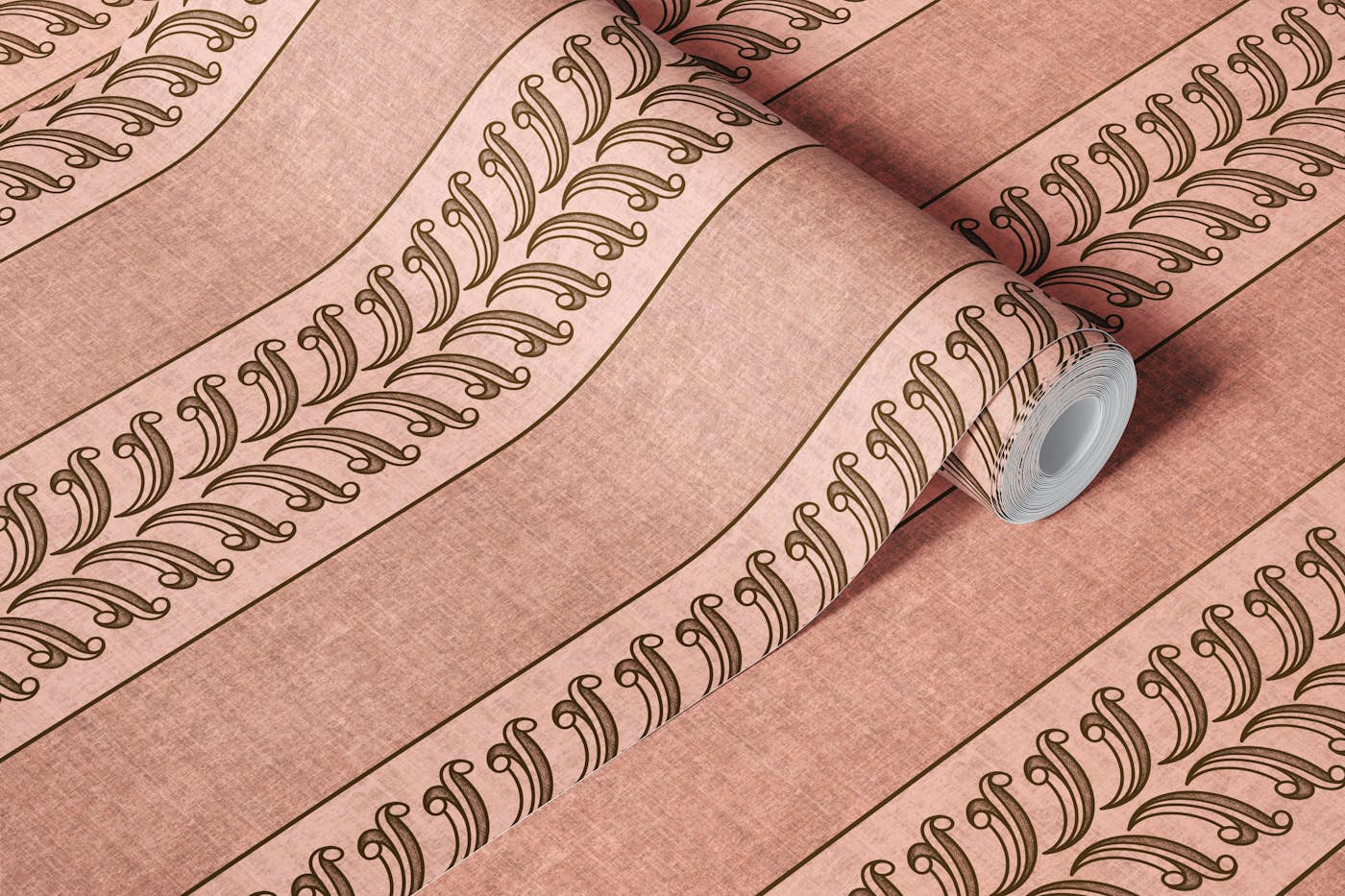Stripes classic ornaments L – pink & brown wallpaper roll
