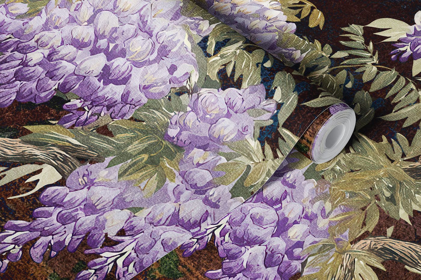 Wisteria Elegant Story Dark Night wallpaper roll