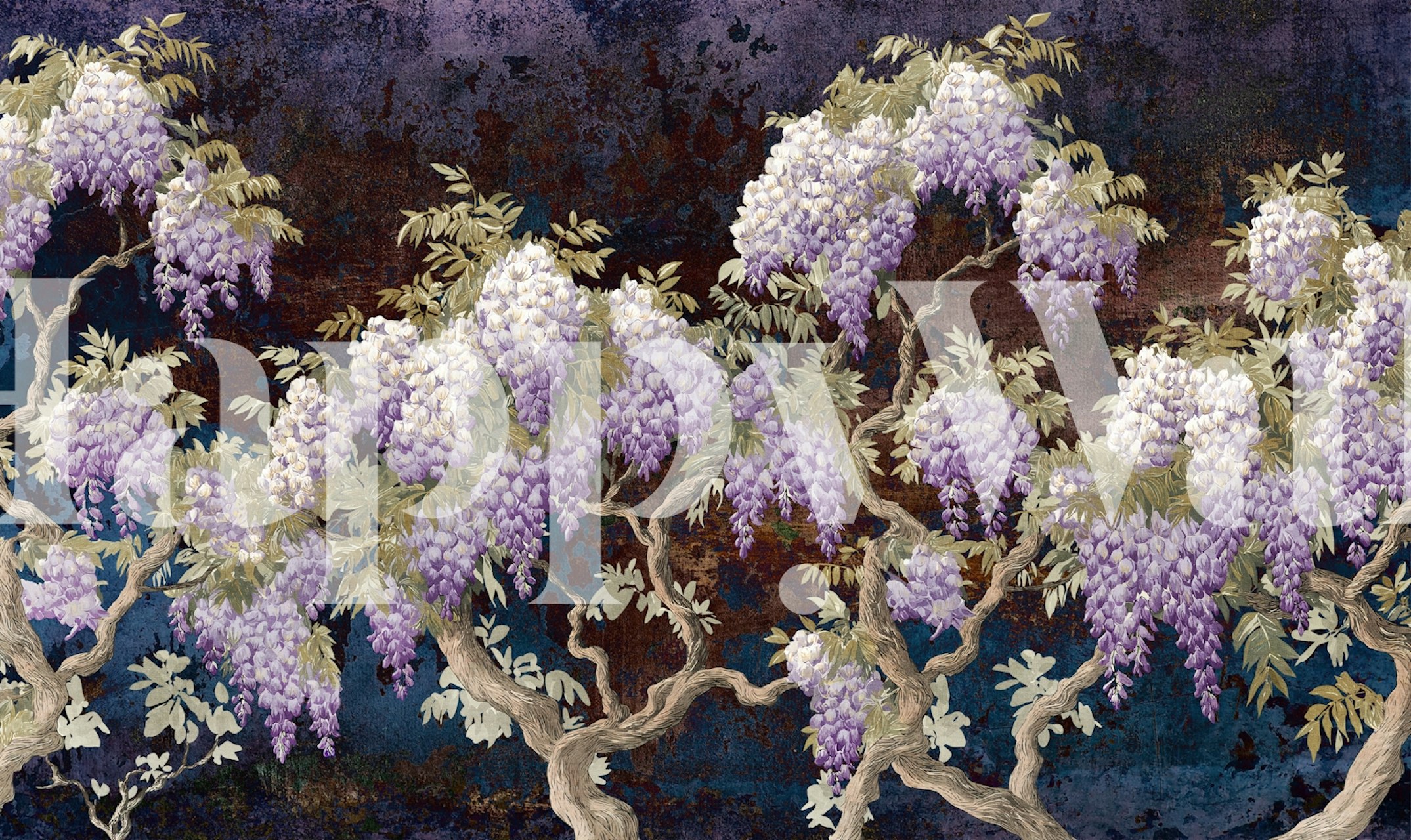 Wisteria flowers wallpaper in a room