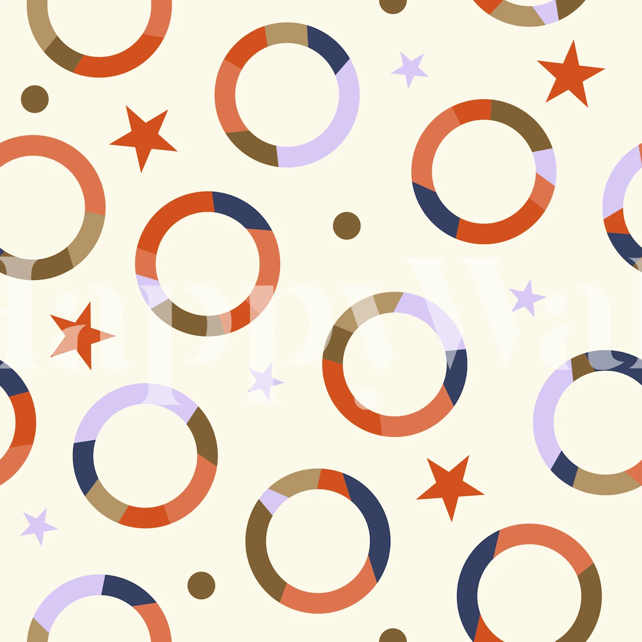 Colorful geometric circles in warm tones on a light background wallpaper