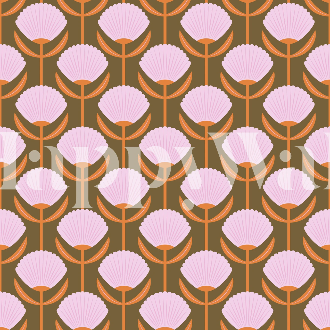 Midcentury Aliums wallpaper in a room