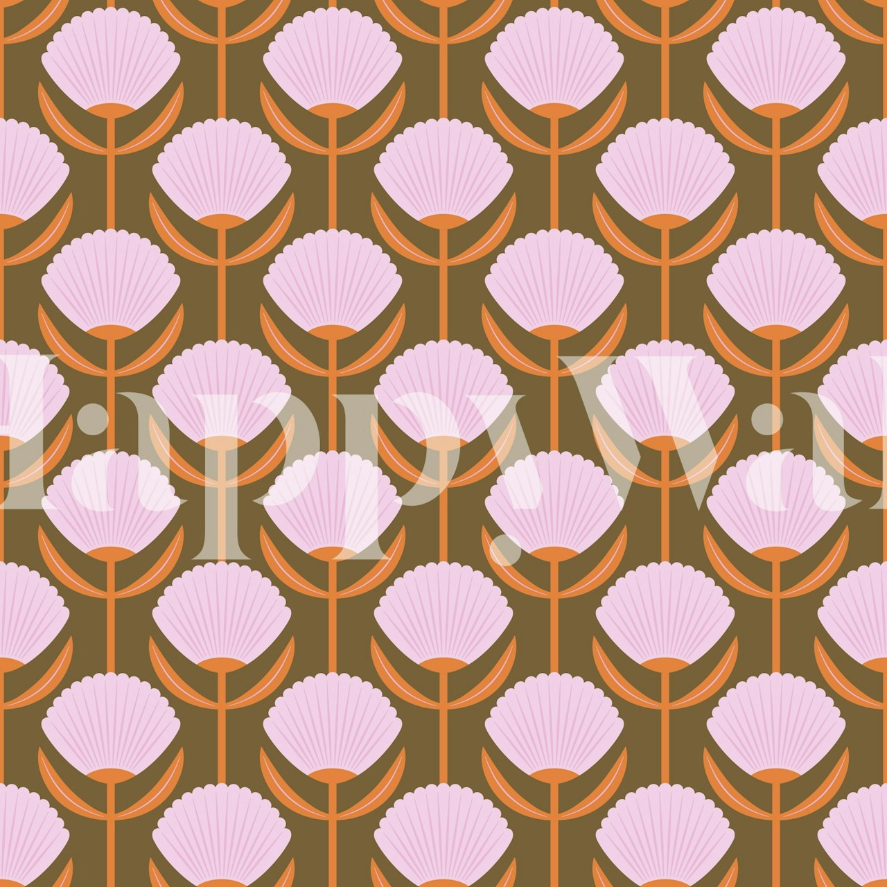 Midcentury Aliums wallpaper in a room