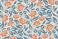 paisley folk floral - blue and orange behang