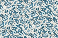 paisley folk floral - monochrome blue tapet