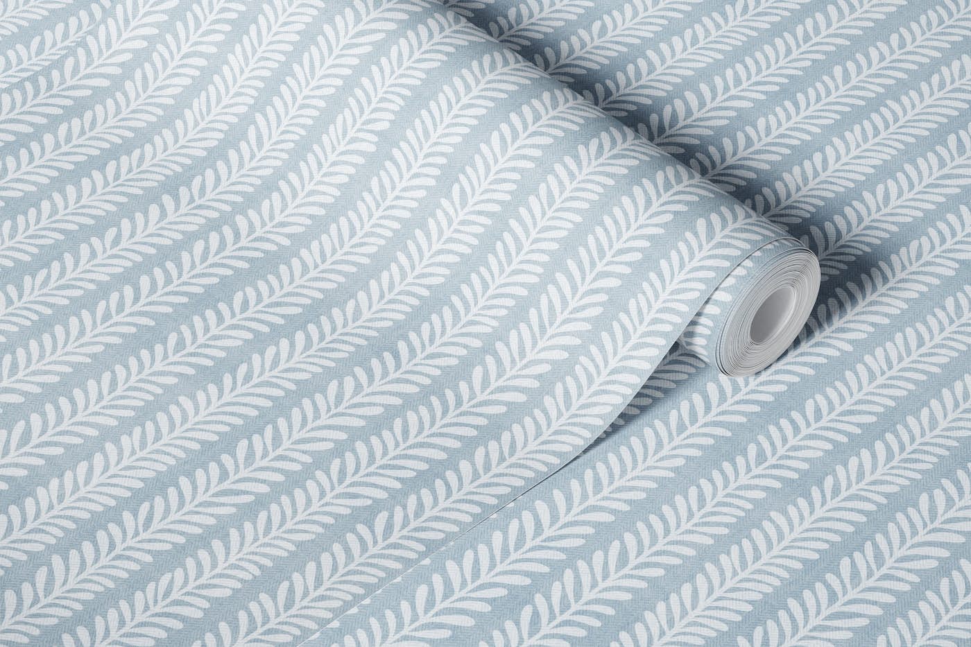 leaf stripes - faded blue wallpaper roll