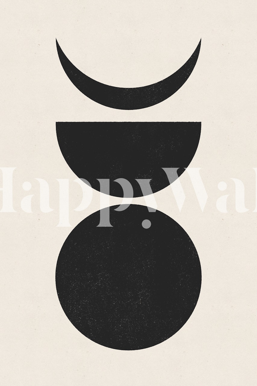 Black and white moon phase shapes wallpaper
