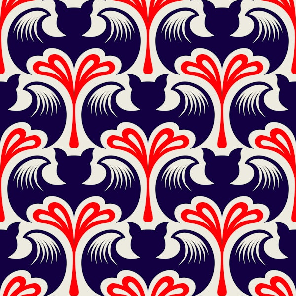 Retro Halloween Bats Silhouettes - Navy Red