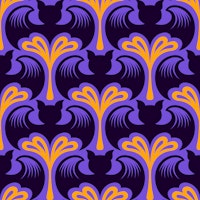 Retro Halloween Bats Silhouettes - Purple behang