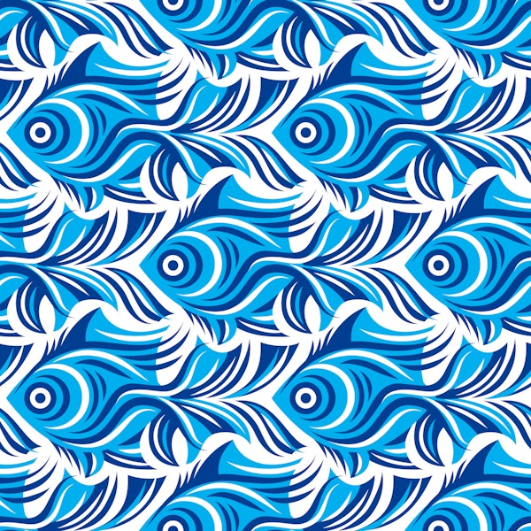 Floating Fish - Blue and White
