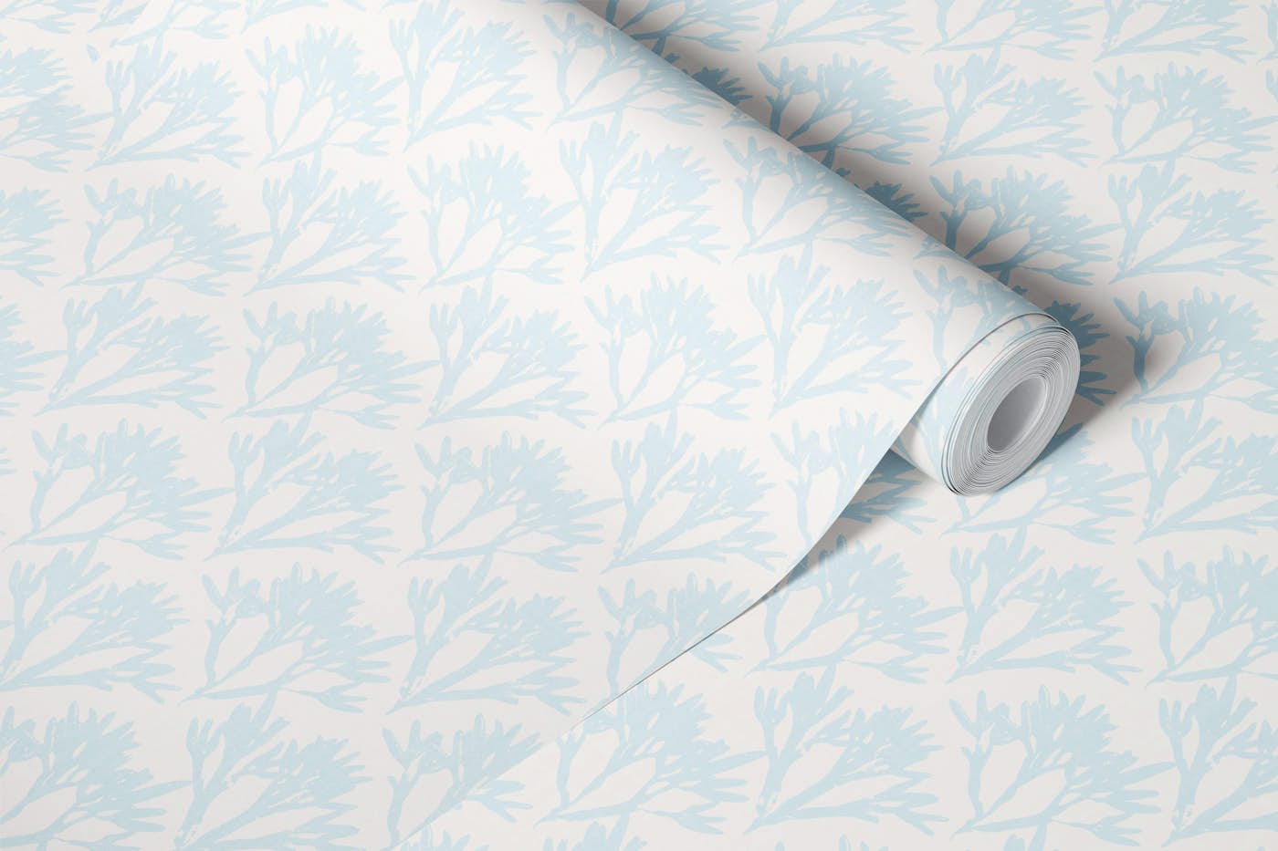 seaweed scallop - light blue wallpaper roll