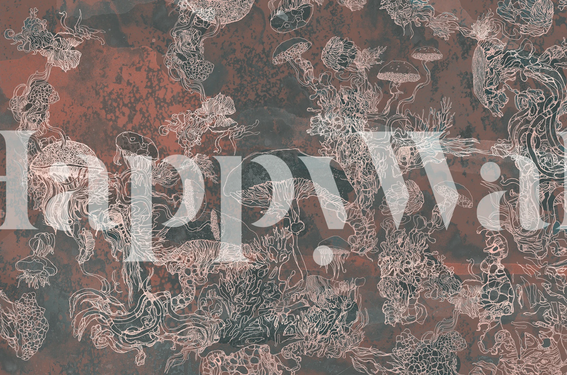 Japanese mushrooms tapetti huoneessa