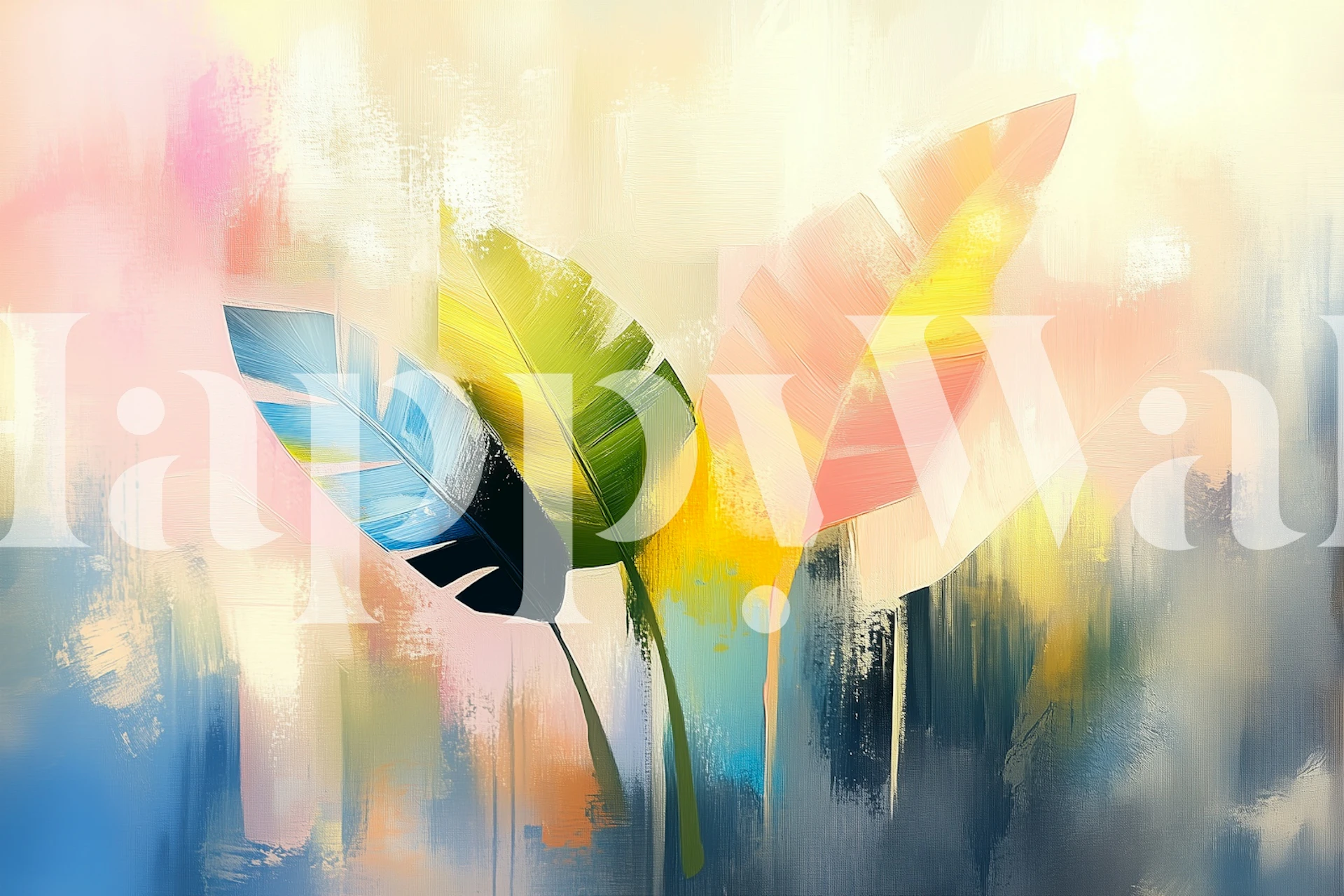Papel de parede Abstract Tropical Glow em um quarto