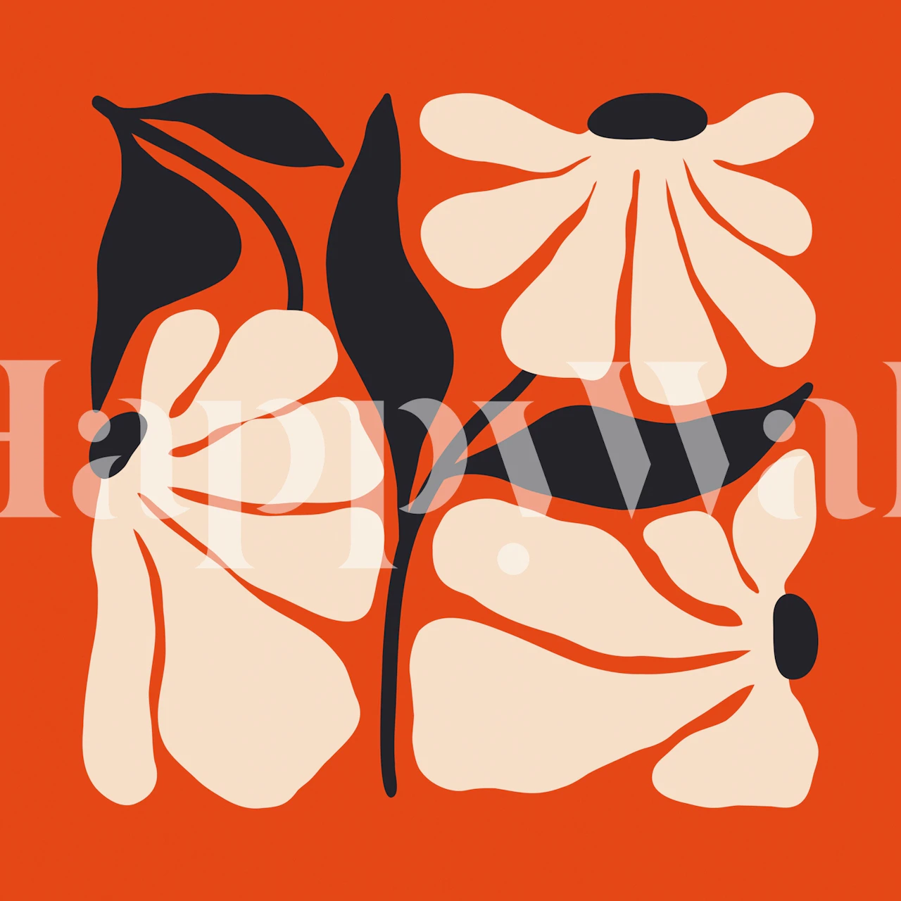 Carta da parati floreale colorata in una stanza