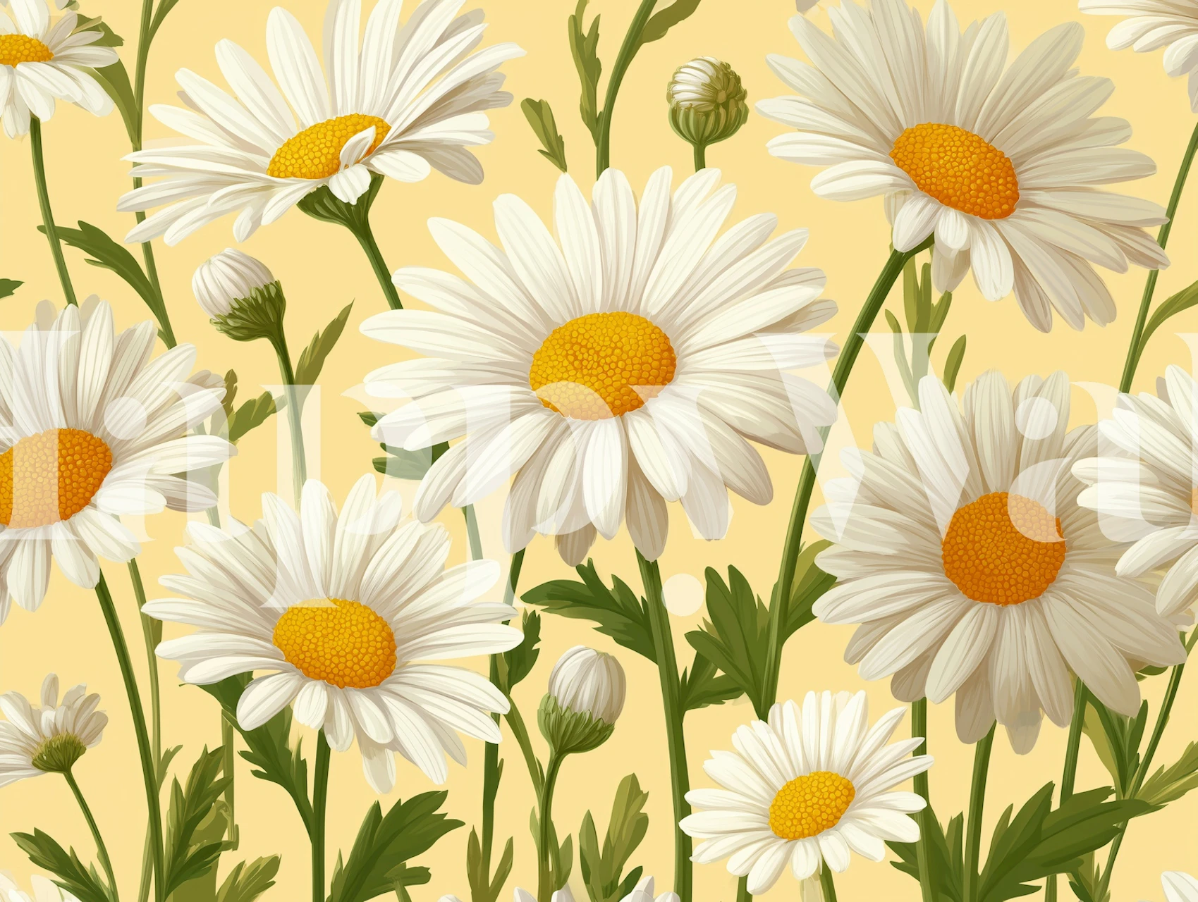 Papier peint Sunlit Daisy Meadow dans le salon